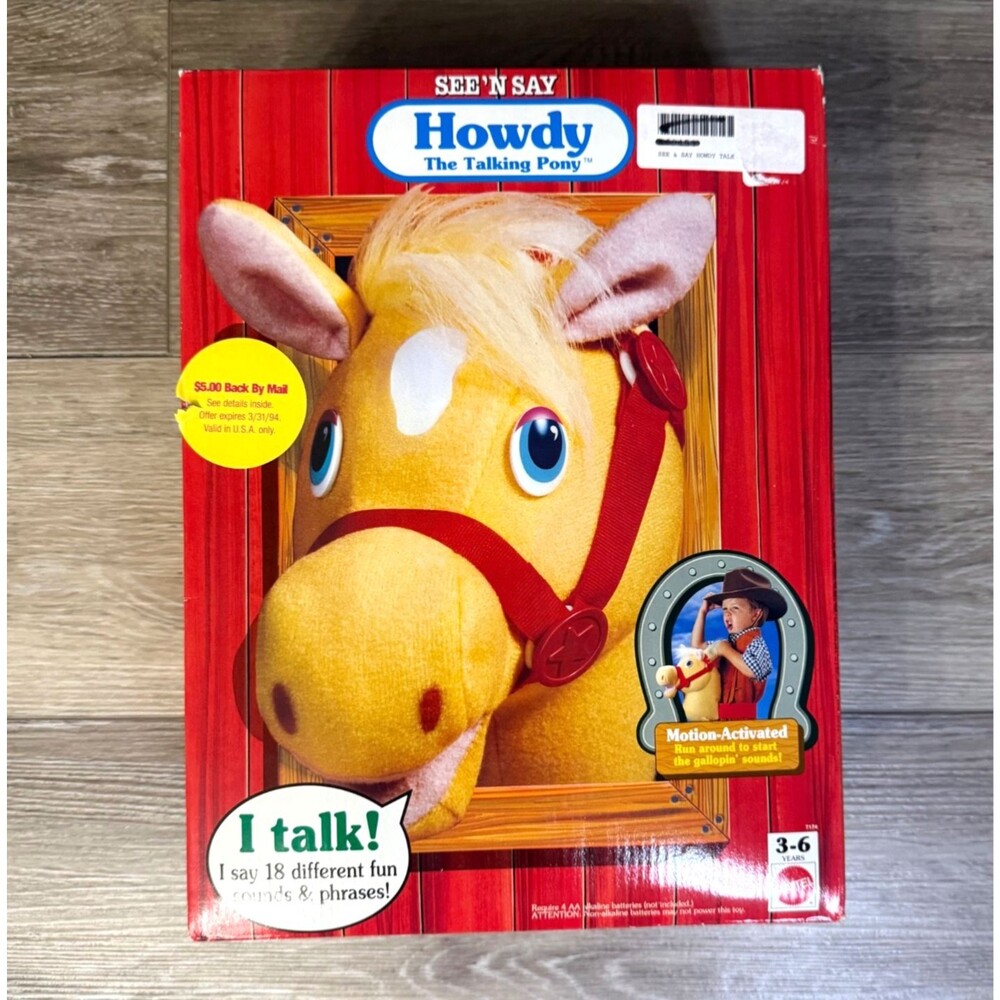 Vintage 1992 Mattel See 'N Say Howdy Talking Pony NIB - Rare Horse, New w Carrot